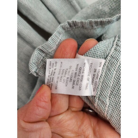 Horny Toad Green White Organic Cotton Button Back Long Sleeve Shirt XS - Picture 5 of 7